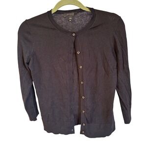 Ann Taylor Womens Small Black Cotton Modal Blend Button Front‎ Cardigan Sweater